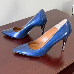 J.Renee Metallic Navy Pointed-Toe Stiletto Pumps 9 Narrow